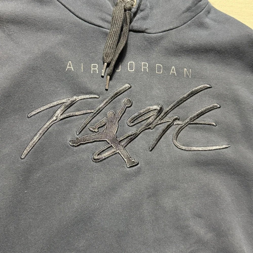 Air Jordan Flight Hoodie XXL Black Embroidered Pullover Sweatshirt
